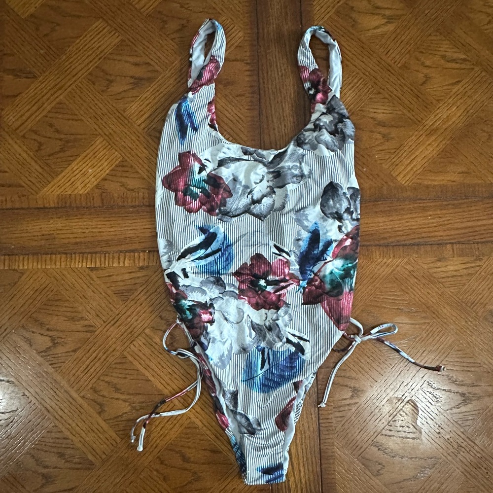 The Bikini Lab Swim One Piece Swimsuit Floral Stripes Size Medium - Picture 6 of 9